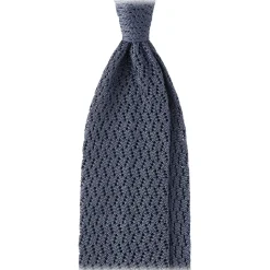 Viola Milano - Knitted Zig Zag Pattern Silk Tie - Sea - Handmade in Italy - Luxury Exclusive Collection - Avvenice