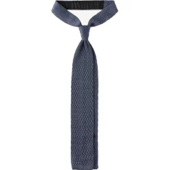 Viola Milano - Knitted Zig Zag Pattern Silk Tie - Sea - Handmade in Italy - Luxury Exclusive Collection - Avvenice