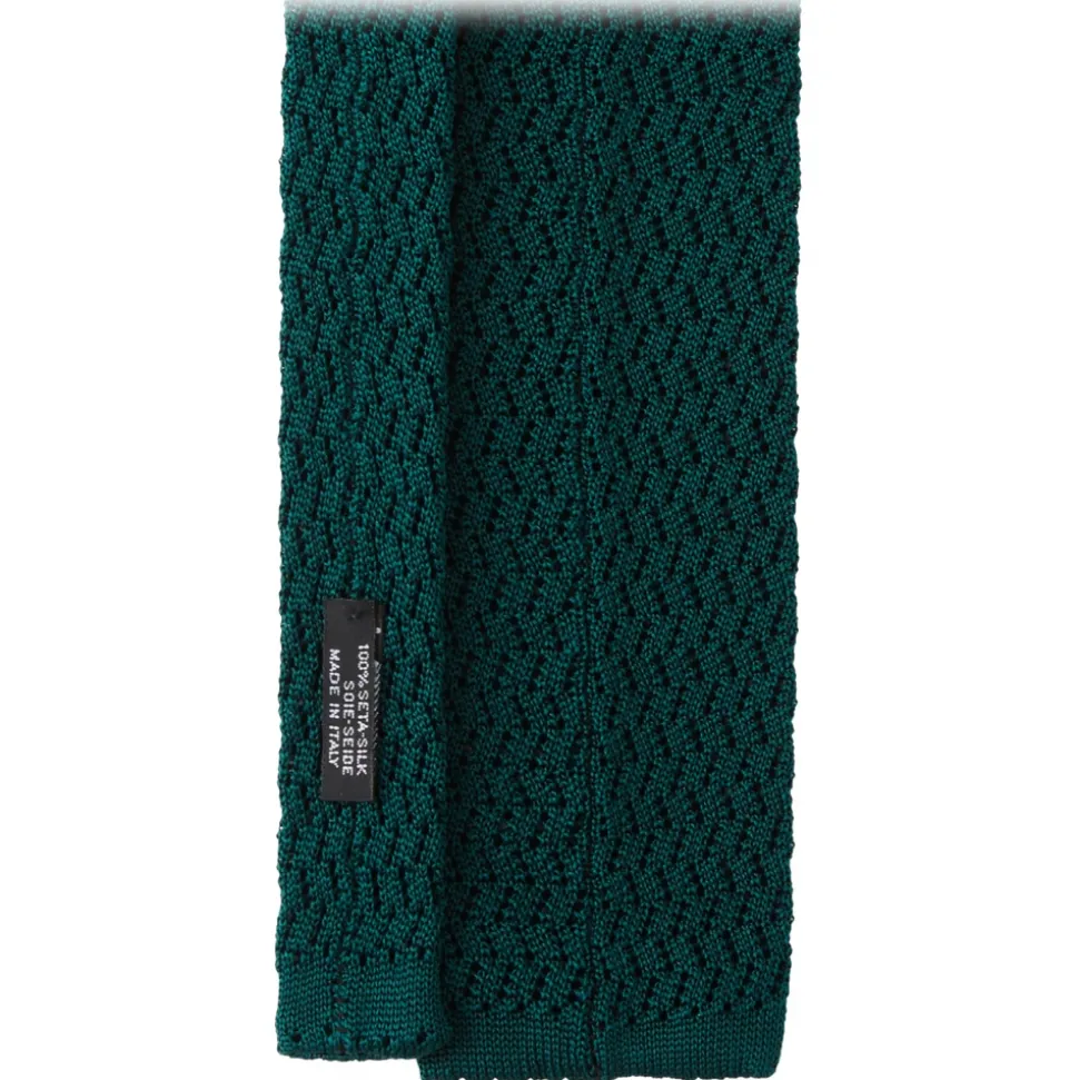 Viola Milano - Knitted Zig Zag Pattern Silk Tie - Spring Forest - Handmade in Italy - Luxury Exclusive Collection - Avvenice