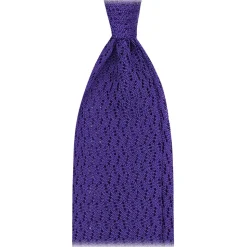 Viola Milano - Knitted Zig Zag Pattern Silk Tie - Purple - Handmade in Italy - Luxury Exclusive Collection - Avvenice