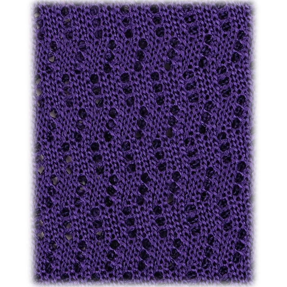 Viola Milano - Knitted Zig Zag Pattern Silk Tie - Purple - Handmade in Italy - Luxury Exclusive Collection - Avvenice