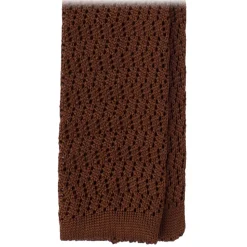 Viola Milano - Knitted Zig Zag Pattern Silk Tie - Light Brown - Handmade in Italy - Luxury Exclusive Collection - Avvenice