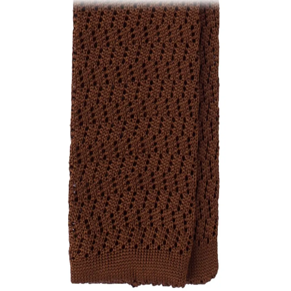 Viola Milano - Knitted Zig Zag Pattern Silk Tie - Light Brown - Handmade in Italy - Luxury Exclusive Collection - Avvenice