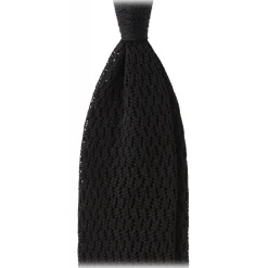 Viola Milano - Knitted Zig Zag Pattern Silk Tie - Black - Handmade in Italy - Luxury Exclusive Collection - Avvenice