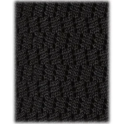 Viola Milano - Knitted Zig Zag Pattern Silk Tie - Black - Handmade in Italy - Luxury Exclusive Collection - Avvenice