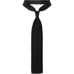 Viola Milano - Knitted Zig Zag Pattern Silk Tie - Black - Handmade in Italy - Luxury Exclusive Collection - Avvenice