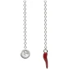 Viola Milano - Lapel Chain in 100% Sterling Silver - Button/Red Chilli - Handmade in Italy - Luxury Exclusive Collection - Avvenice
