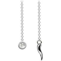 Viola Milano - Lapel Chain in 100% Sterling Silver - Button/Silver Chilli - Handmade in Italy - Luxury Exclusive Collection - Avvenice