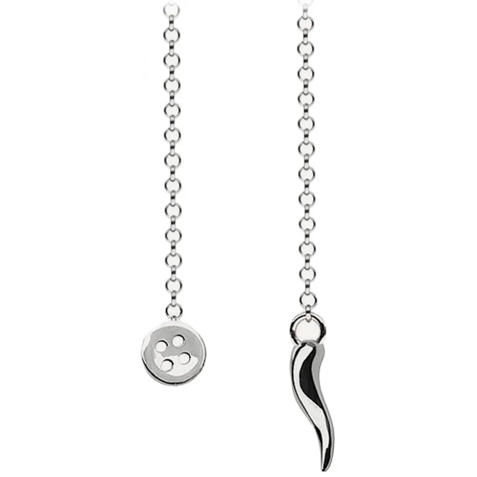 Viola Milano - Lapel Chain in 100% Sterling Silver - Button/Silver Chilli - Handmade in Italy - Luxury Exclusive Collection - Avvenice