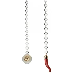 Viola Milano - Lapel Chain in 100% Sterling Silver - Button/Red Gold and Coral - Handmade in Italy - Luxury Exclusive Collection - Avvenice