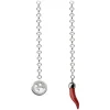 Viola Milano - Lapel Chain in 100% Sterling Silver - Button/Red Chilli - Handmade in Italy - Luxury Exclusive Collection - Avvenice
