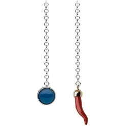 Viola Milano - Lapel Chain in 100% Sterling Silver - Blue Agate Red Coral Horn - Handmade in Italy - Luxury Exclusive Collection - Avvenice