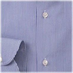 Viola Milano - Long Sleeve Shirt - Navy and White - Handmade in Italy - Luxury Exclusive Collection - Avvenice