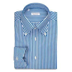 Viola Milano - Long Sleeve Shirt - Blue Stripe - Handmade in Italy - Luxury Exclusive Collection - Avvenice