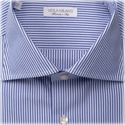 Viola Milano - Long Sleeve Shirt - Light Blue Stripe - Handmade in Italy - Luxury Exclusive Collection - Avvenice