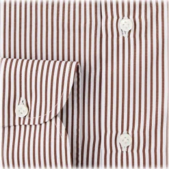 Viola Milano - Long Sleeve Shirt - Brown Stripe - Handmade in Italy - Luxury Exclusive Collection - Avvenice