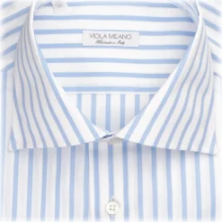 Viola Milano - Long Sleeve Shirt - Sea and White - Handmade in Italy - Luxury Exclusive Collection - Avvenice