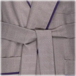 Viola Milano - Loro Piana Wool and Silk Dressing Gown - Beige Pattern - Handmade in Italy - Luxury Exclusive Collection - Avvenice