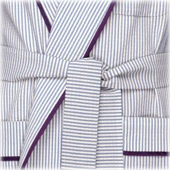 Viola Milano - Loro Piana Seersucker Dressing Gown - Sea and White - Handmade in Italy - Luxury Exclusive Collection - Avvenice