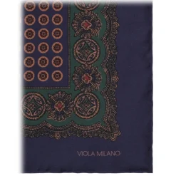 Viola Milano - Luxury Archive Printed Silk Pocket Square - Blue Floral - Handmade in Italy - Luxury Exclusive Collection - Avvenice