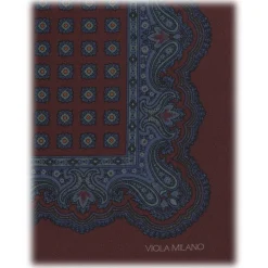 Viola Milano - Luxury Archive Printed Silk Pocket Square - Brown Rosette - Handmade in Italy - Luxury Exclusive Collection - Avvenice