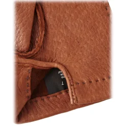 Viola Milano - Luxury Unlined Hand-Sewn Real Genuine Peccary Gloves - Camel - Handmade in Italy - Luxury Exclusive Collection - Avvenice