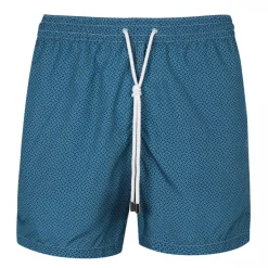 Viola Milano - Maillon Printed Swimtrunks - Navy and Turquoise - Handmade in Italy - Luxury Exclusive Collection - Avvenice