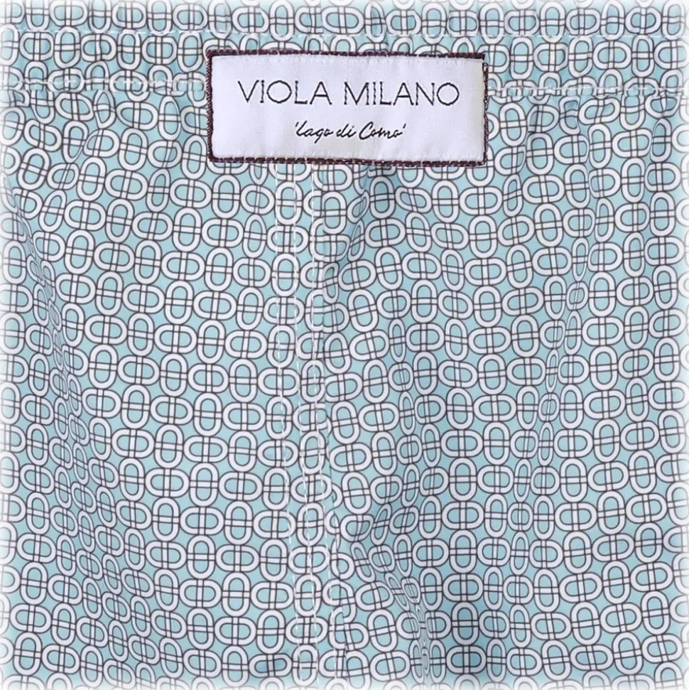 Viola Milano - Maillon Printed Swimtrunks - Mint Mix - Handmade in Italy - Luxury Exclusive Collection - Avvenice