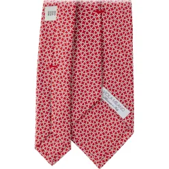 Viola Milano - Maillon Selftipped Italian Silk Tie - Red/White - Handmade in Italy - Luxury Exclusive Collection - Avvenice