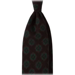 Viola Milano - Medallion Floral Selftipped Silk Tie - Eggplant - Handmade in Italy - Luxury Exclusive Collection - Avvenice