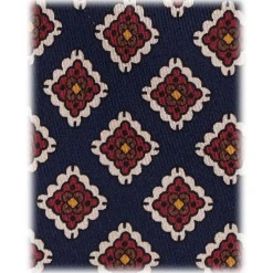 Viola Milano - Medallion Floral Selftipped Silk Tie - Navy - Handmade in Italy - Luxury Exclusive Collection - Avvenice