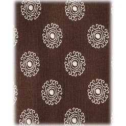 Viola Milano - Medallion 3-Fold Handrolled Woven Silk Tie - Brown Mix - Handmade in Italy - Luxury Exclusive Collection - Avvenice