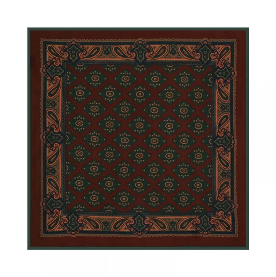 Viola Milano - Medallion Silk Pocket Square - Wine Mix - Handmade in Italy - Luxury Exclusive Collection - Avvenice