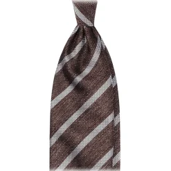 Viola Milano - Melange Stripe 3-Fold Grenadine Tie - Sand/White - Handmade in Italy - Luxury Exclusive Collection - Avvenice