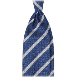 Viola Milano - Melange Stripe 3-Fold Grenadine Tie - Sea/White - Handmade in Italy - Luxury Exclusive Collection - Avvenice