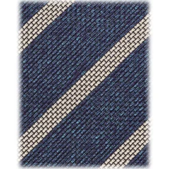 Viola Milano - Melange Stripe 3-Fold Grenadine Tie - Sea/White - Handmade in Italy - Luxury Exclusive Collection - Avvenice