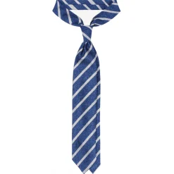 Viola Milano - Melange Stripe 3-Fold Grenadine Tie - Sea/White - Handmade in Italy - Luxury Exclusive Collection - Avvenice