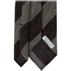 Viola Milano - Melange Stripe 3-fold Grenadine Tie - Brown/Beige - Handmade in Italy - Luxury Exclusive Collection - Avvenice