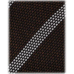 Viola Milano - Melange Stripe 3-fold Grenadine Tie - Brown/White - Handmade in Italy - Luxury Exclusive Collection - Avvenice