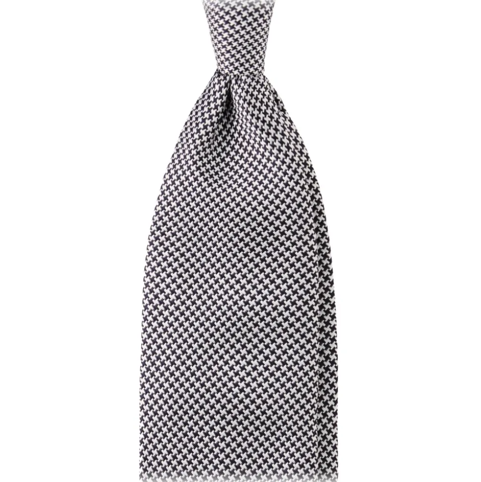 Viola Milano - Micro Cross Woven Silk Jacquard Tie - Black/White - Handmade in Italy - Luxury Exclusive Collection - Avvenice