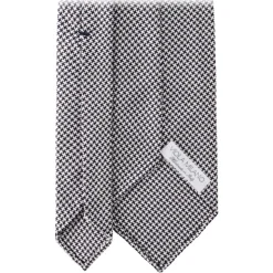 Viola Milano - Micro Cross Woven Silk Jacquard Tie - Black/White - Handmade in Italy - Luxury Exclusive Collection - Avvenice