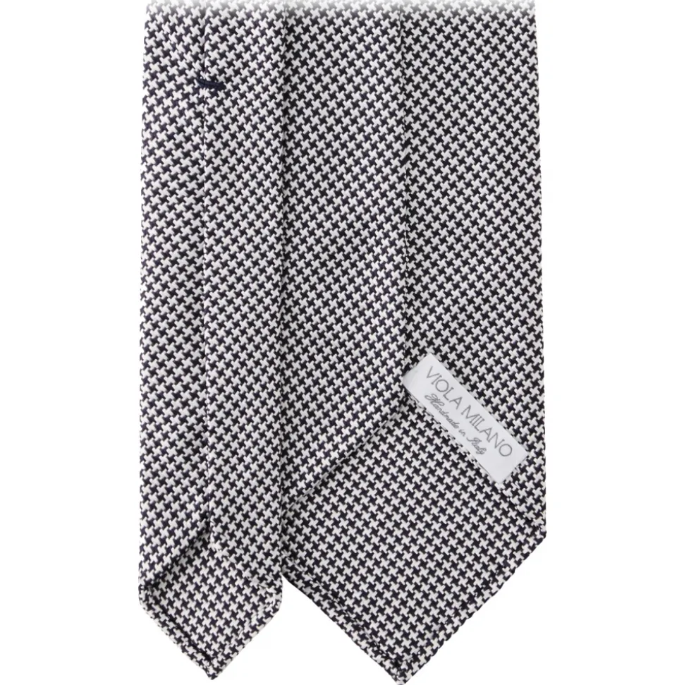 Viola Milano - Micro Cross Woven Silk Jacquard Tie - Black/White - Handmade in Italy - Luxury Exclusive Collection - Avvenice