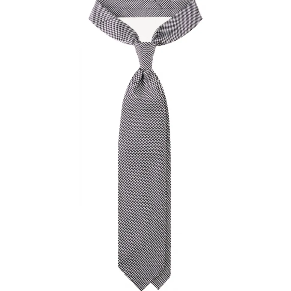 Viola Milano - Micro Cross Woven Silk Jacquard Tie - Black/White - Handmade in Italy - Luxury Exclusive Collection - Avvenice