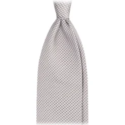 Viola Milano - Micro Cross Woven Silk Jacquard Tie - Silver/White - Handmade in Italy - Luxury Exclusive Collection - Avvenice
