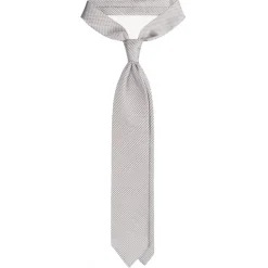 Viola Milano - Micro Cross Woven Silk Jacquard Tie - Silver/White - Handmade in Italy - Luxury Exclusive Collection - Avvenice