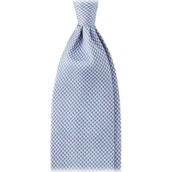 Viola Milano - Micro Cross Woven Silk Jacquard Tie - Light Blue/White - Handmade in Italy - Luxury Exclusive Collection - Avvenice