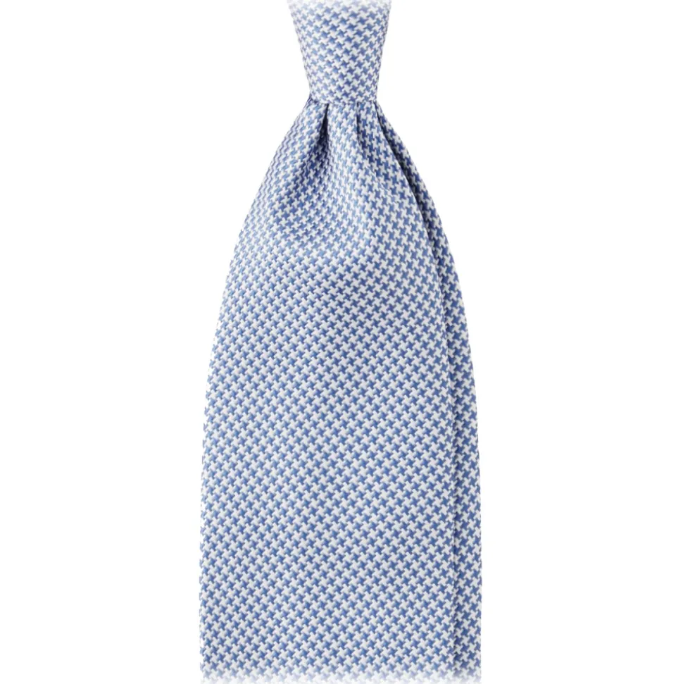 Viola Milano - Micro Cross Woven Silk Jacquard Tie - Light Blue/White - Handmade in Italy - Luxury Exclusive Collection - Avvenice