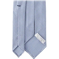 Viola Milano - Micro Cross Woven Silk Jacquard Tie - Light Blue/White - Handmade in Italy - Luxury Exclusive Collection - Avvenice