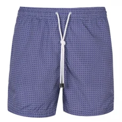 Viola Milano - Micro Cube Chain Printed Swimtrunks – Purple and White - Handmade in Italy - Luxury Exclusive Collection - Avvenice