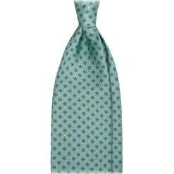 Viola Milano - Micro Floral Selftipped Italian Silk Tie - Menthol - Handmade in Italy - Luxury Exclusive Collection - Avvenice